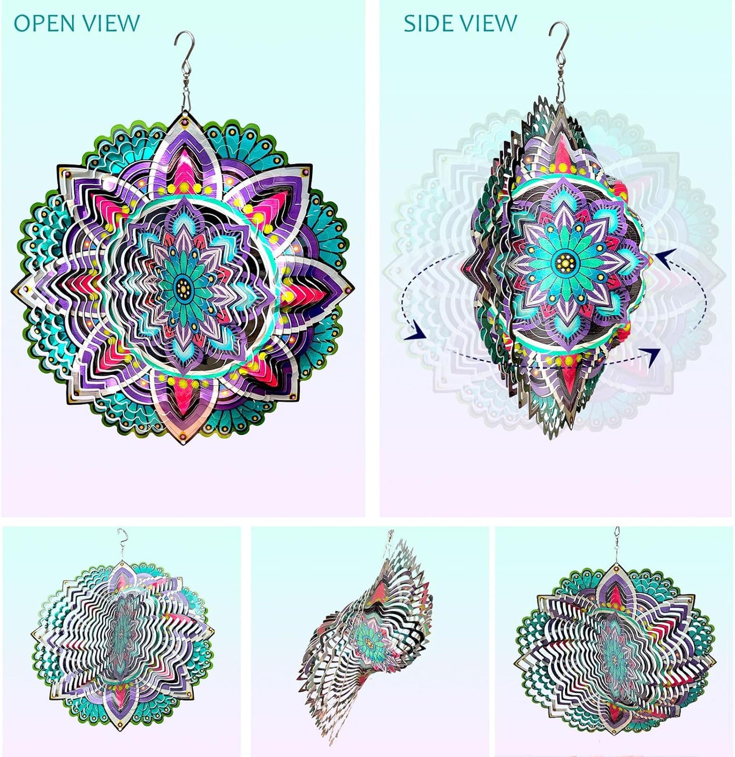 Hanging Wind Spinners for Yard and Garden Mandala Purple Star,Kinetic Wind Spinners Outdoor Worth