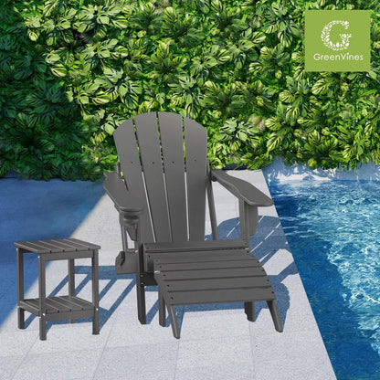 GREENVINES Adirondack-Ottoman | Set of 2 | HDPE Plastic | Outdoor Footrest | All Weather | Foot
