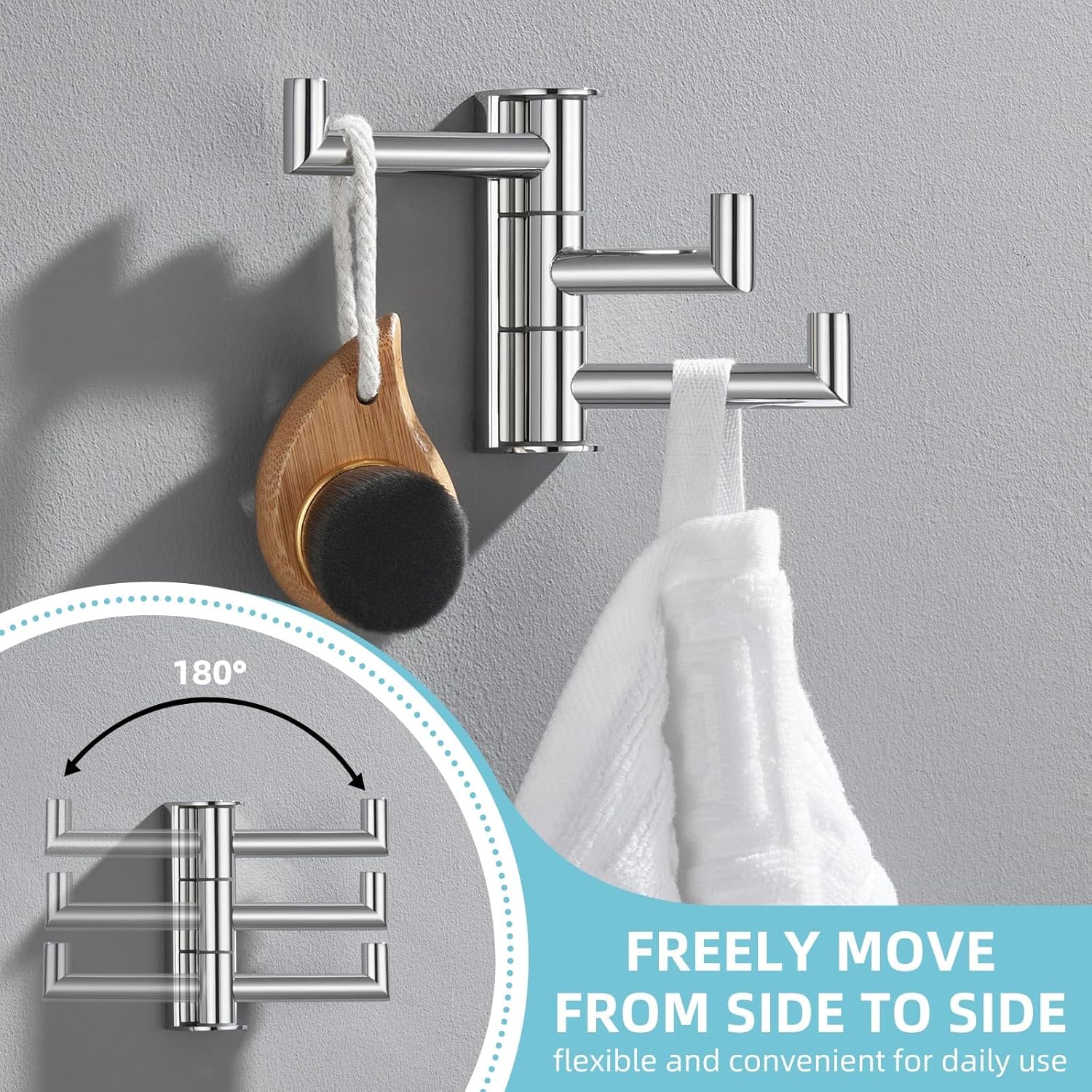 Angle Simple Towel Hook for Bathroom, SUS 304 Stainless Steel Foldable Robe Towel Holder, Wall Coat