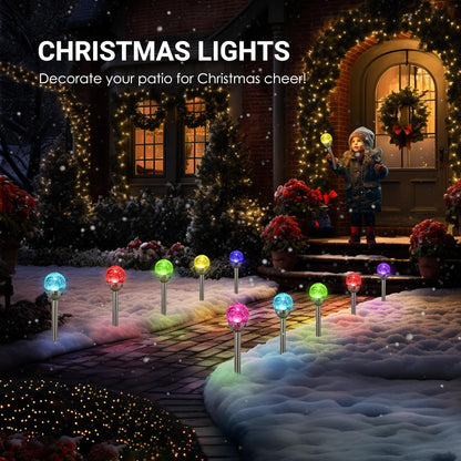 SOLPEX Solar Garden Lights Outdoor, 6 Pack Multi-Color Changing&White 2 Modes Solar Powered Glass