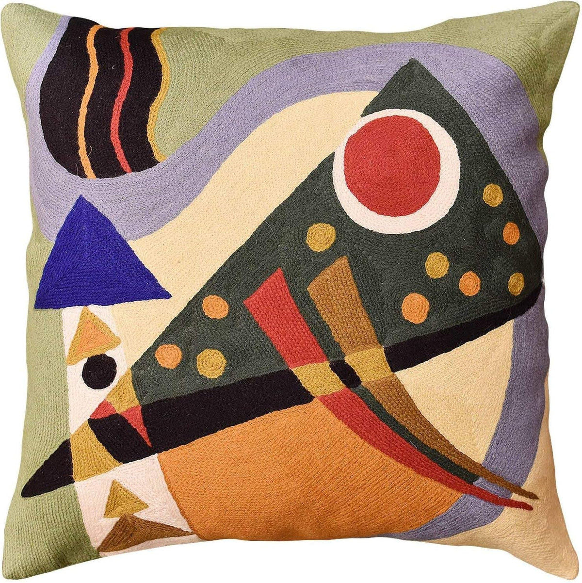 Kandinsky Modern Pillow Cover | Green Abstract Pillows | Modern Outdoor Pillows | Mid Century Chair