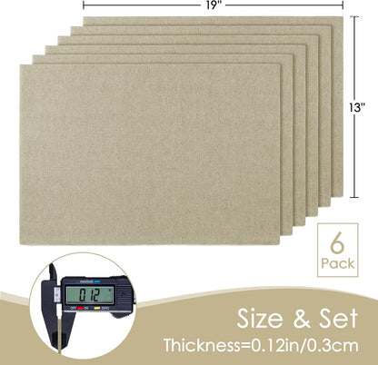 MANSPHIL Cloth Placemats Set of 6, Double Layer Faux Linen Place Mats Heat Resistant Washable Table