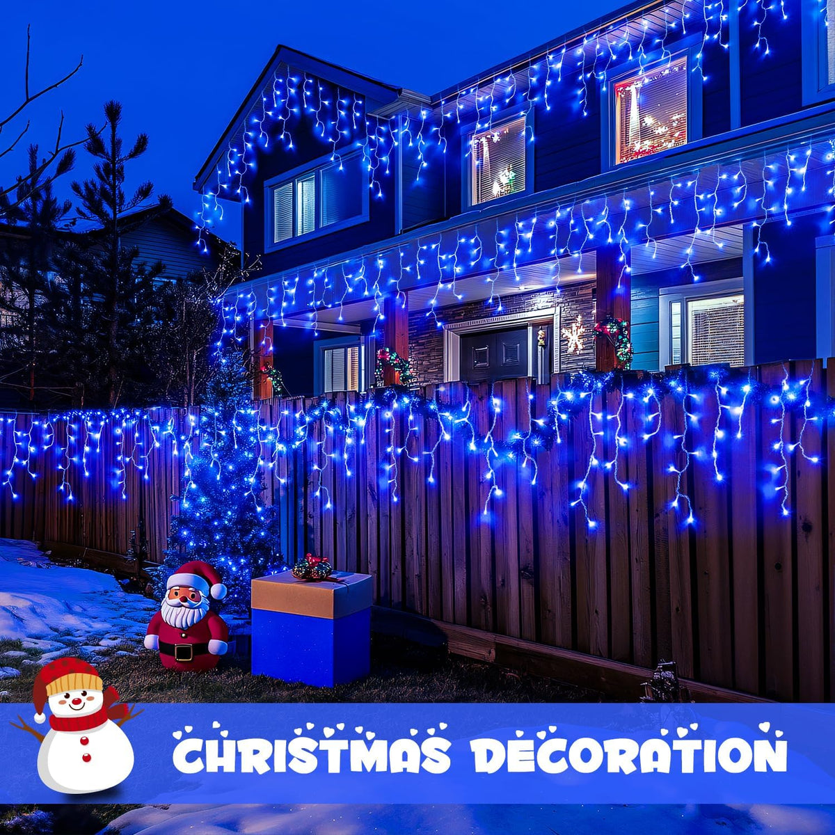 JMEXSUSS 800 LED Blue Icicle Christmas Lights Outdoor, Icicle Lights for Outside with 160 Drops