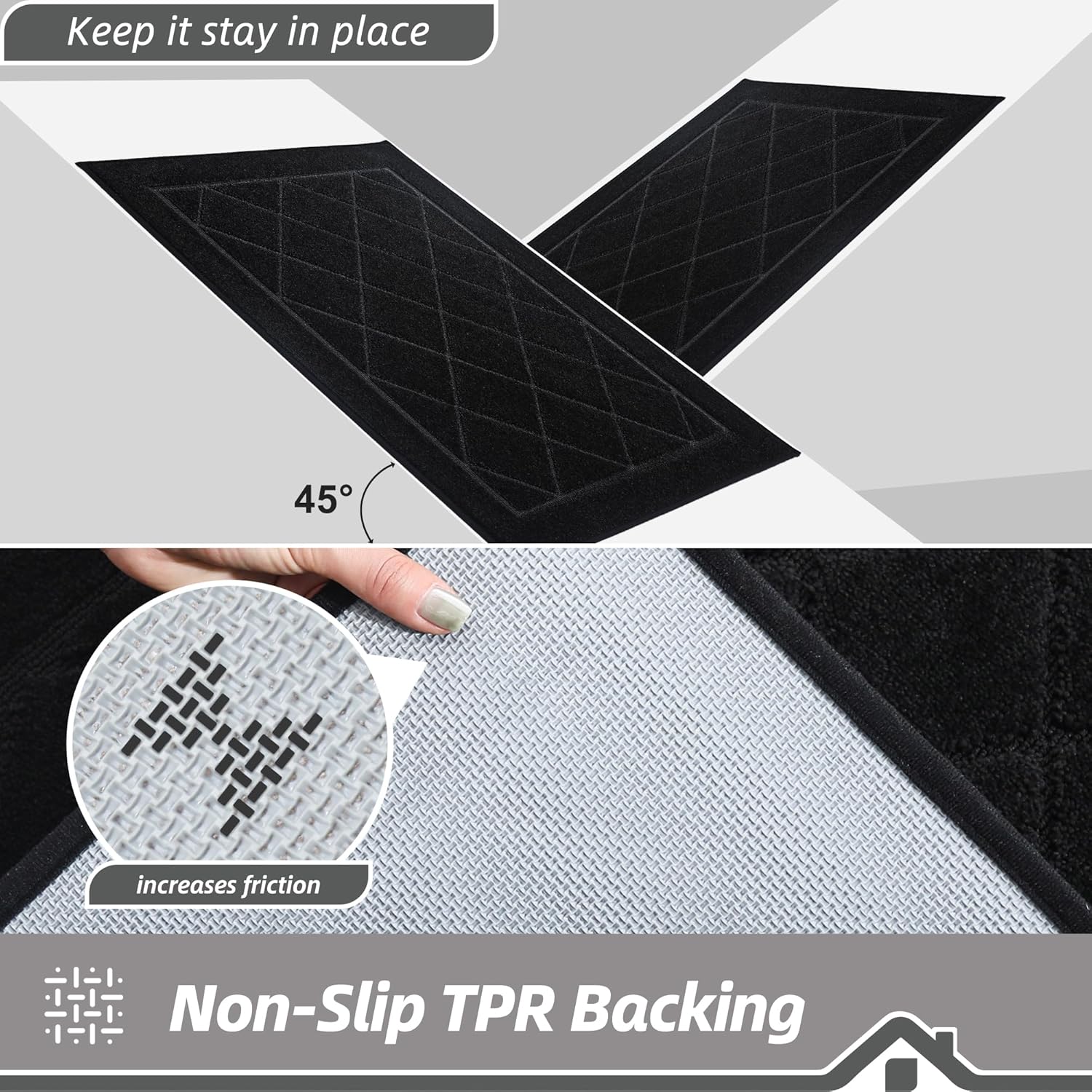 BEQHAUSE Dirt Trapper Door Mat 20" x 32", Doormat Non-Slip Entryway Rugs Washable, Dog Door Mat