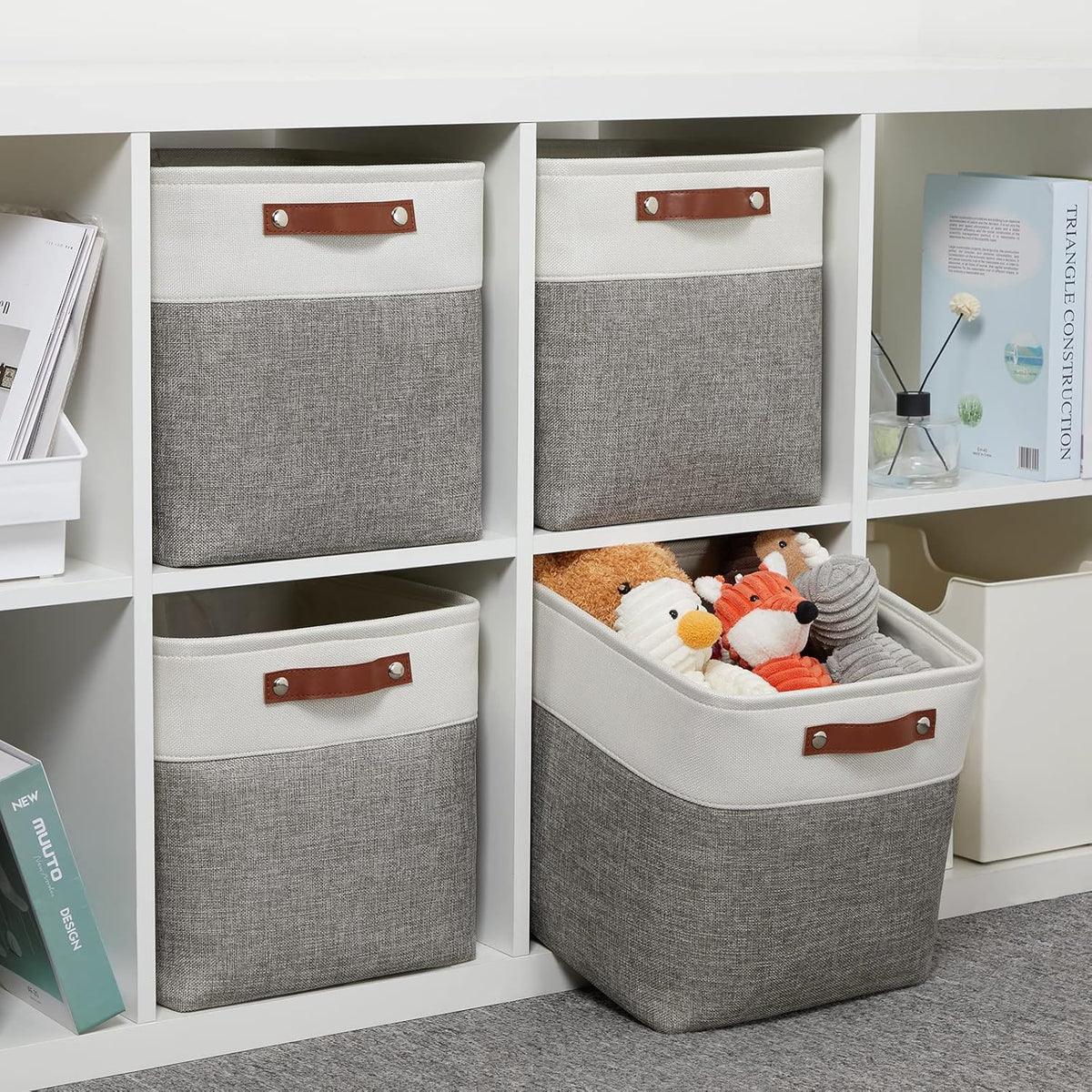 DULLEMELO [Set of 4 Storage Cubes Baskets for Organizing, 12 x 12 x 12 inch Cube Storage Organizer
