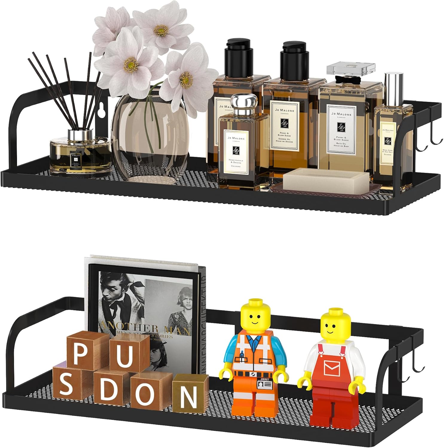 PUSDON Hanging Storage Baskets Organizer Wall Mount, Metal Wire Storage Bin Rack for Kitchen