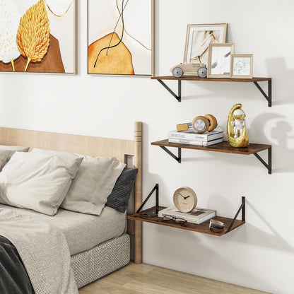Heimlove 24" W x 12" D Wall Shelves for Books, 12 Inch Deep Floating Shelves Set of 3, Wide