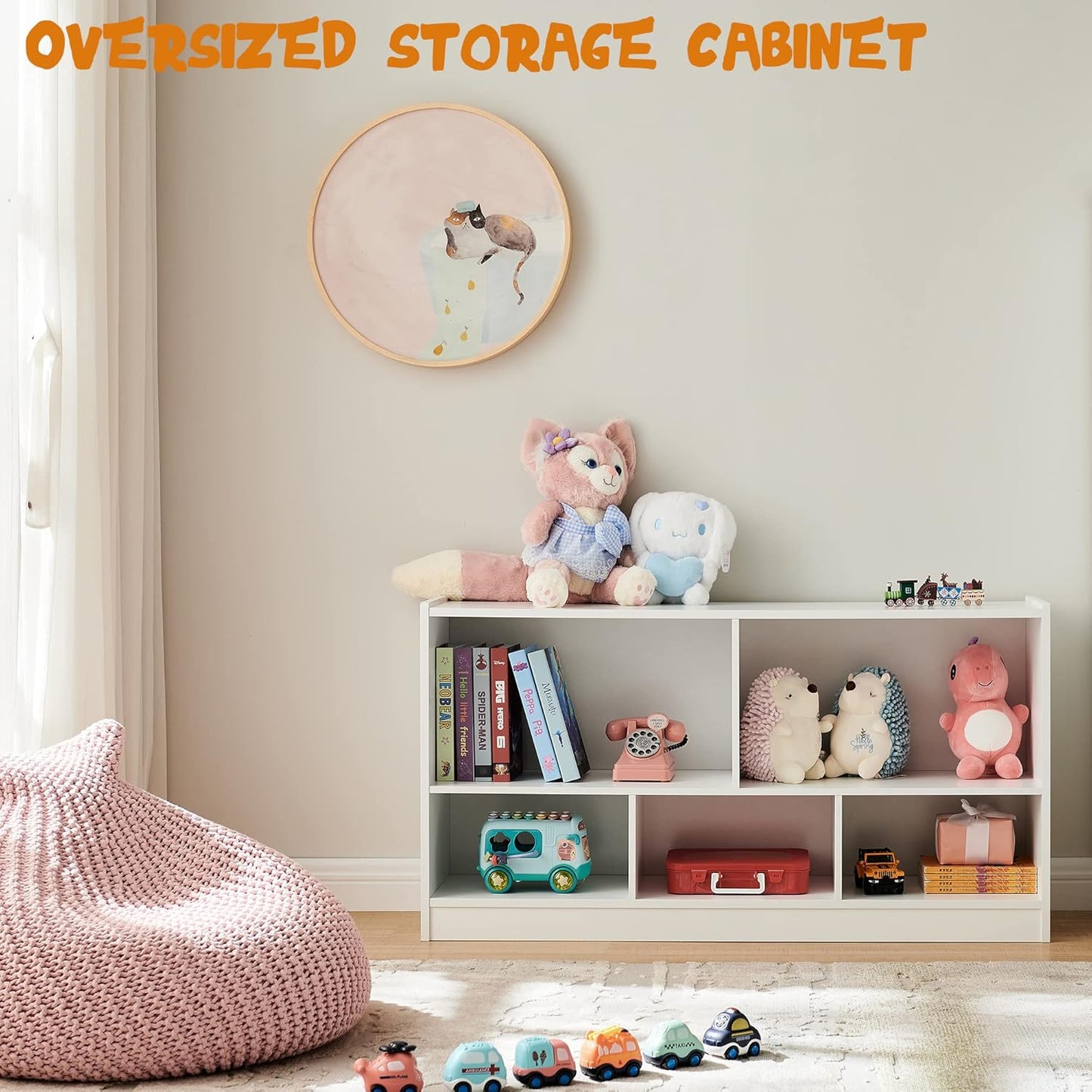 Toy Organizers and Storage, 5-Section Kids Bookshelf for Organizing Books Toys, School Classroom