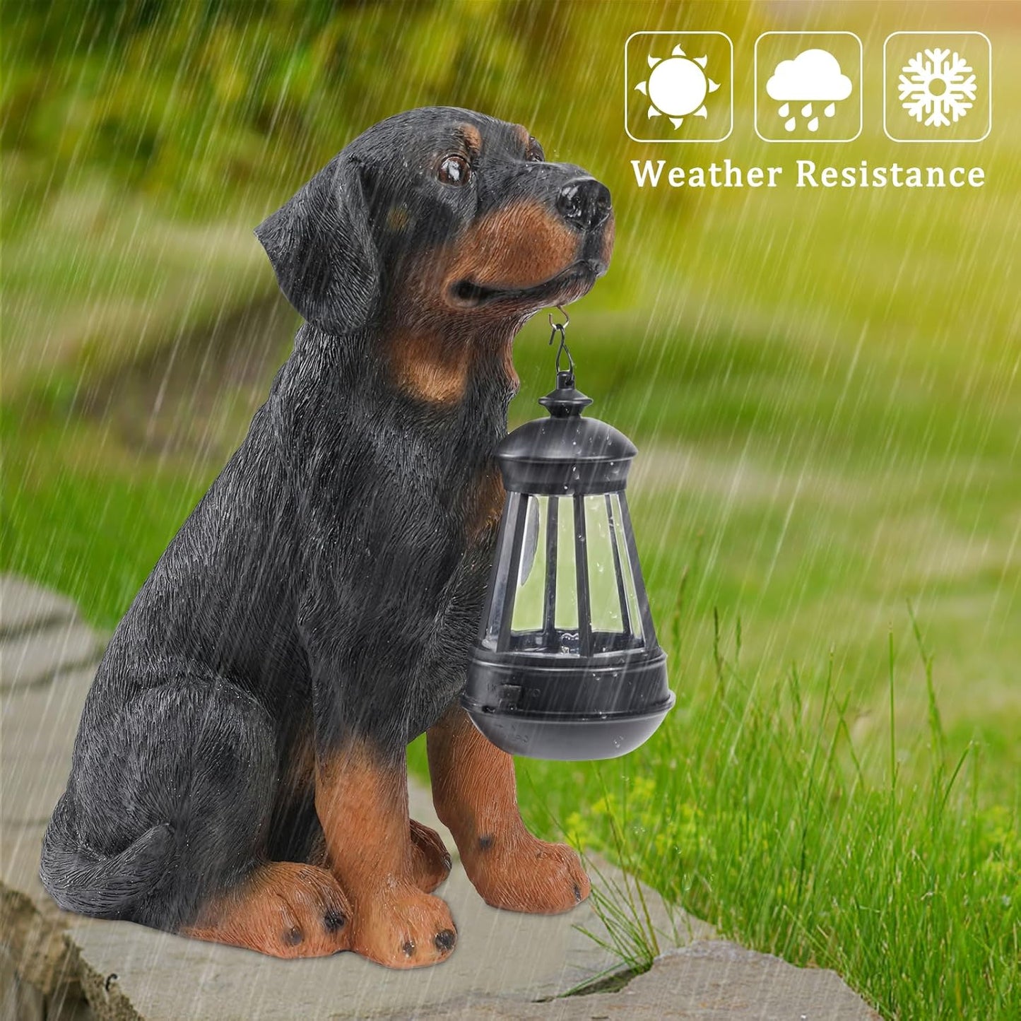 Garden Dog Statues Outdoor Decor, 13" Solar Powered LED Lights Outdoor Statue Garden Decorations