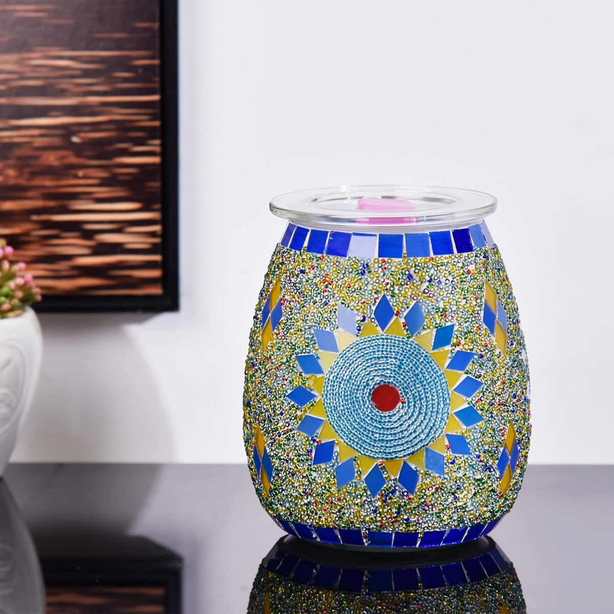 Dicimi Electric Wax Melter, Mosaic Stove Burner, Glass Essential Oil Stove Wax Tart Burner