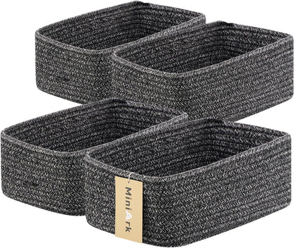 Small Storage Baskets for Organizing | Closet Organizer Bins | Shelf Toy Basket | Woven Rope