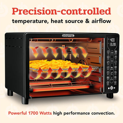 Gourmia Toaster Oven Air Fryer Combo 17 cooking presets 1700W french door digital air fryer oven
