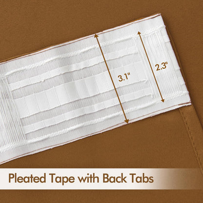 MIULEE Golden Brown Back Tab Blackout Curtains 63 Inch Length 2 Panels Set for Living Room Bedroom