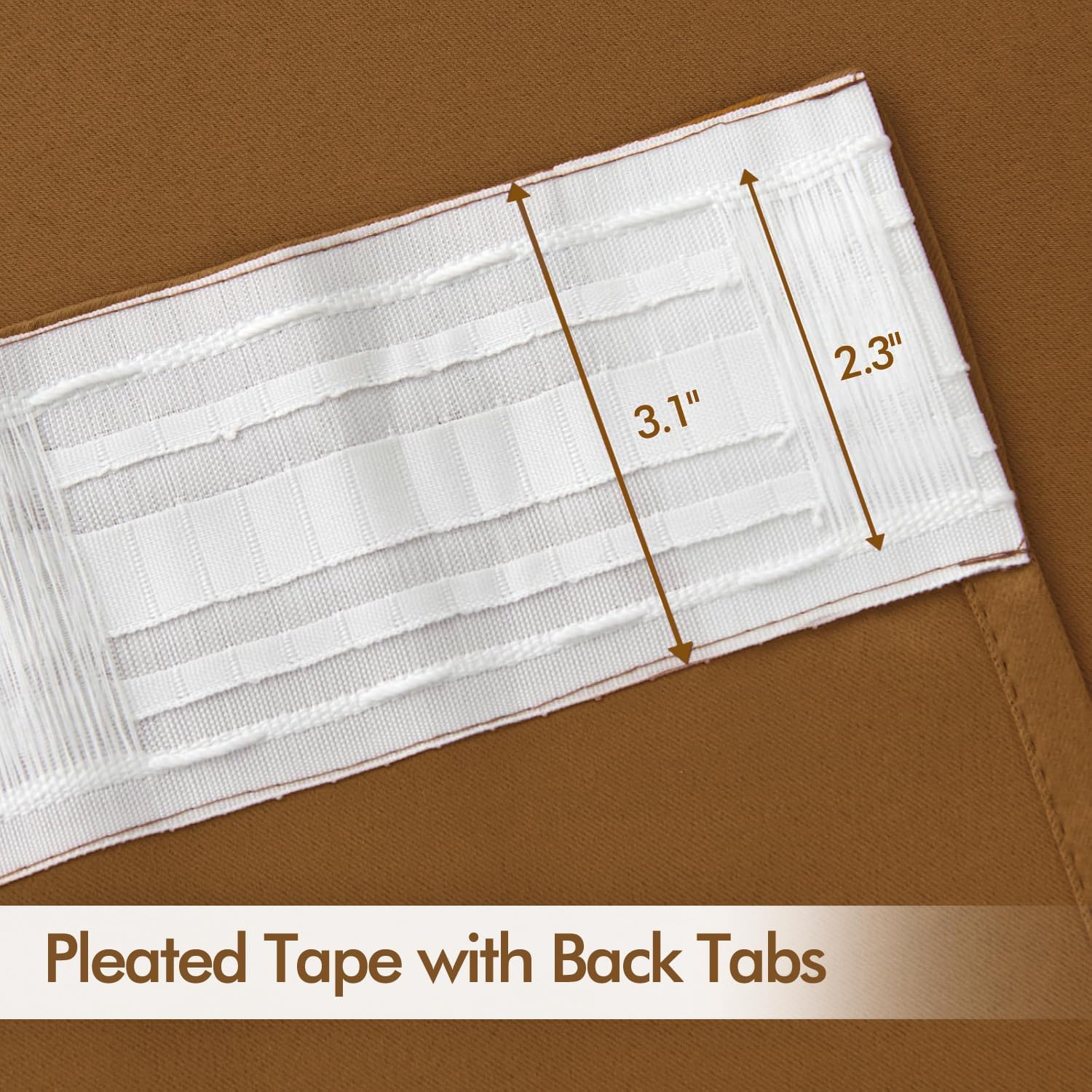 MIULEE Golden Brown Back Tab Blackout Curtains 84 Inch Length 2 Panels Set for Living Room Bedroom