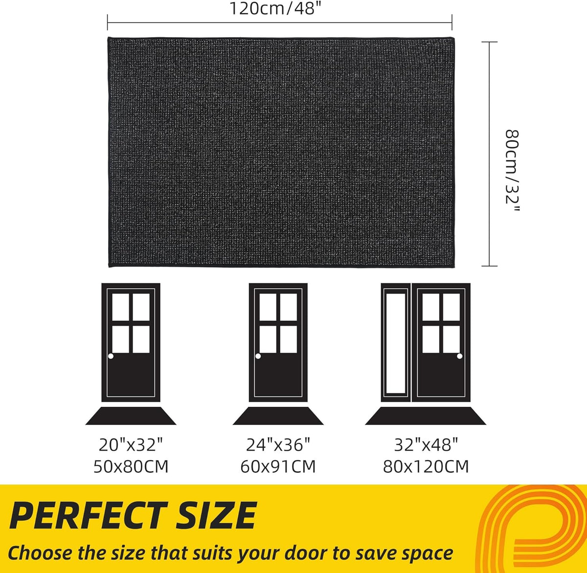 JSEI Dirt Trapper Door Mat 32"x48" Non-Slip Washable Entrance Mat, Dog Doormats, Absorbent &