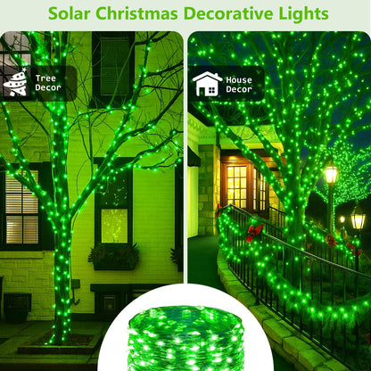 St. Patrick's Day Green Solar String Lights Outdoor, 2-Pack 72FT 400 LED Solar Fairy Lights, Copper