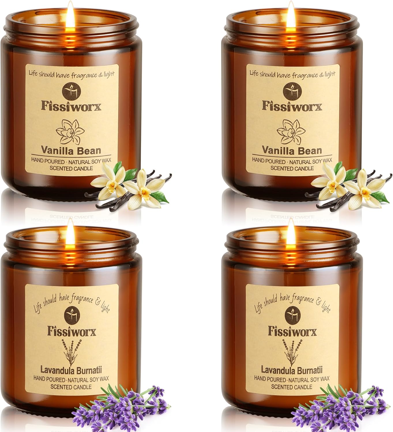 Scented Candle Set 4 Pack, Candle for Home Scented, Odor Eliminating, Stress Relief, 30oz, 220