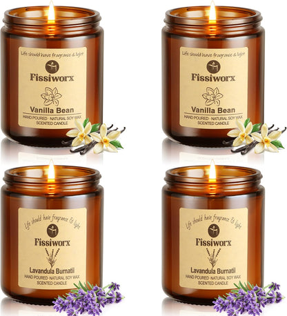 Scented Candle Set 4 Pack, Candle for Home Scented, Odor Eliminating, Stress Relief, 30oz, 220