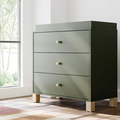 Storkcraft California 3-Drawer Chest with Removable Changing Topper (Olive with Driftwood)