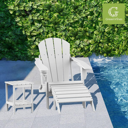GREENVINES Adirondack-Ottoman | Set of 2 | HDPE Plastic | Outdoor Footrest | All Weather | Foot
