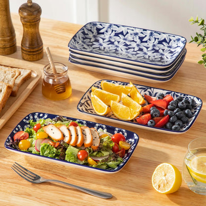 vancasso Selene 9.5 Inch Rectangular Dinner Plates Set of 6, Ceramic Salad Plates for Dessert