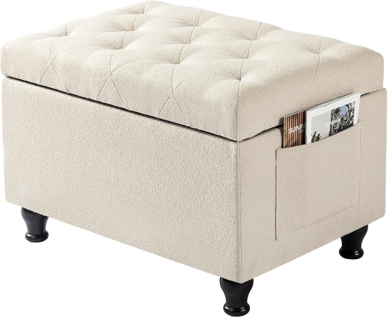 Ottoman with Storage 24'' Storage Ottomans Fabric Ottoman Footstools Small Upholstered Foot Rest