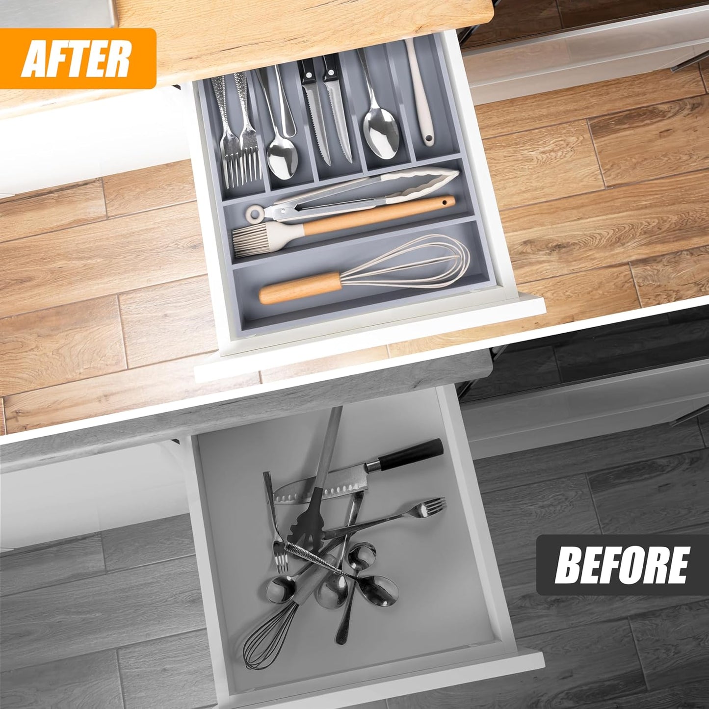Kitchen Silverware Drawer Organizer and Storage Organizador Small De Cucharas y Tenedores Cubiertos