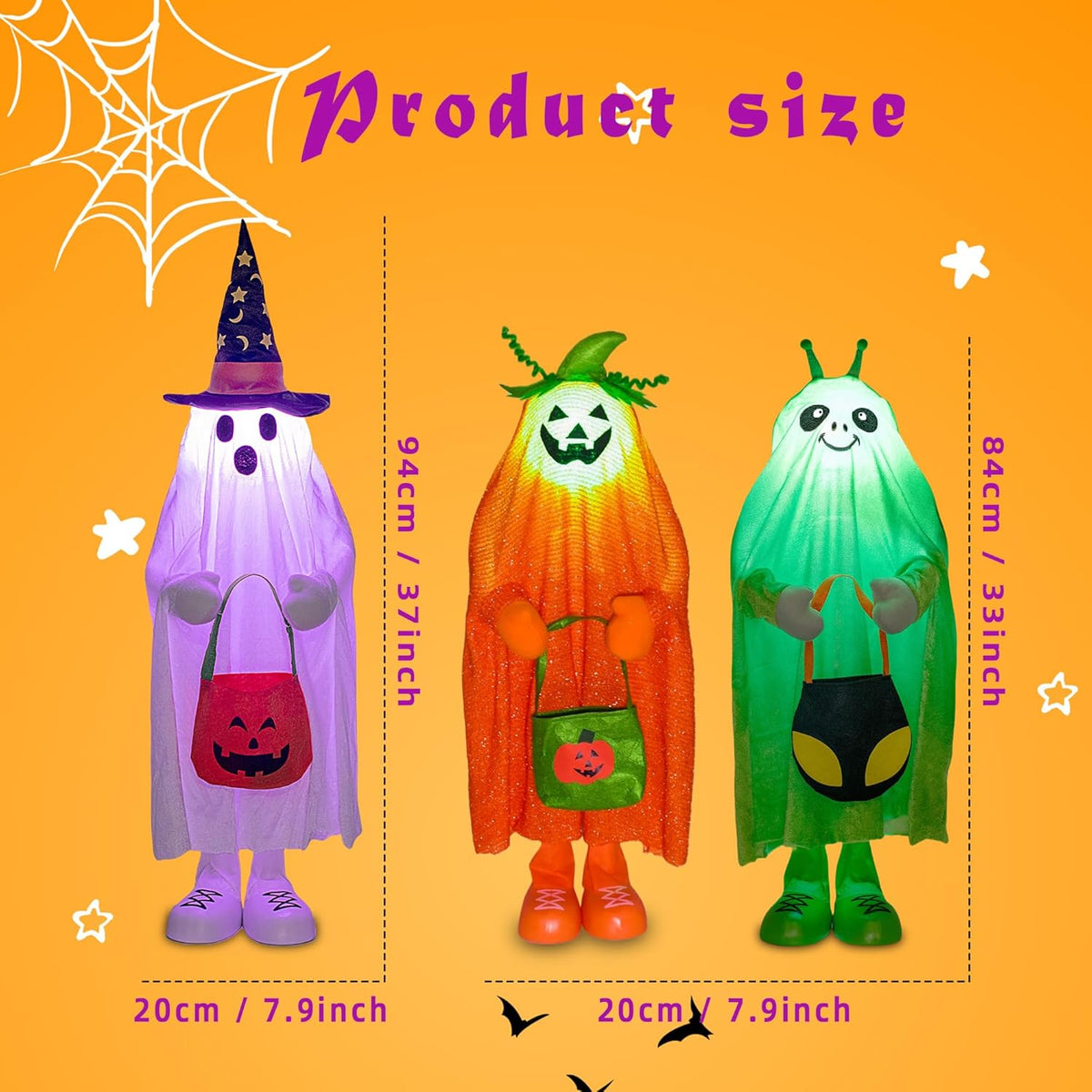 32" Front Porch Light up Halloween Figure Décor, Kit Standing Trick or Treat Indoor and Outdoor