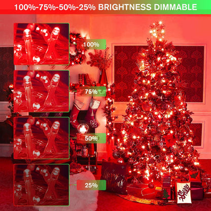 JMEXSUSS 100 LED Red & Green Christmas Lights Plug in, Christmas String Lights Indoor, 33ft