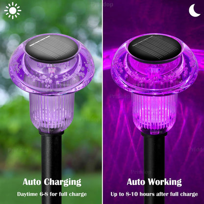 Halloween Solar Lights Outdoor 8 Pack Purple LED Waterproof Mushroom Outside Lights for Yard Garden