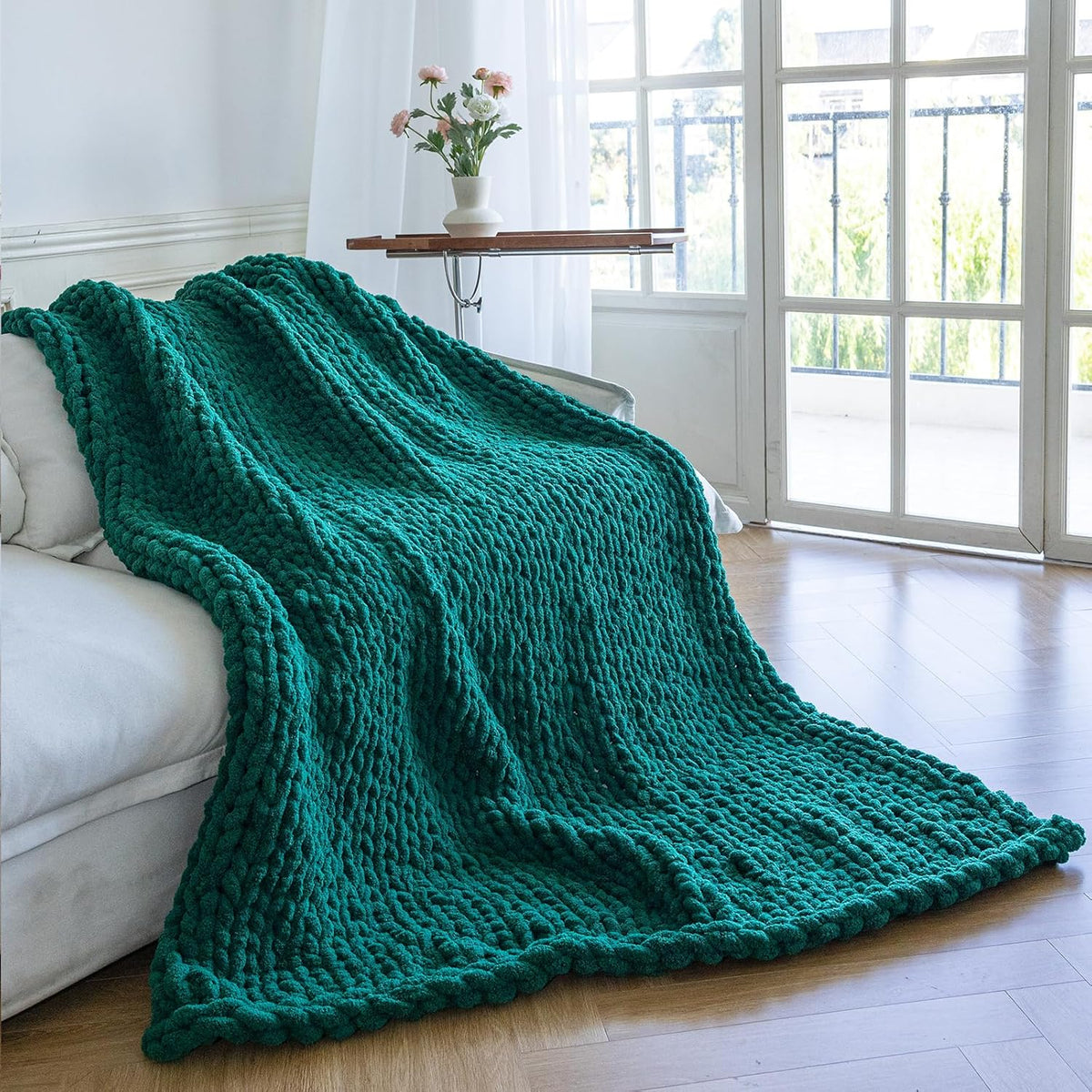 Chunky Knit Blanket - Luxury Soft Cozy 60 * 80 Throw Blanket,100% Woven Blanket Rope Knot Throw