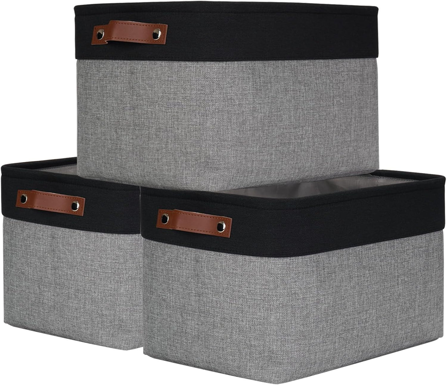 Storage Bins Large Fabric Storage Baskets for Shelves 3 Pack, Decorative Linen Closet Baskets with