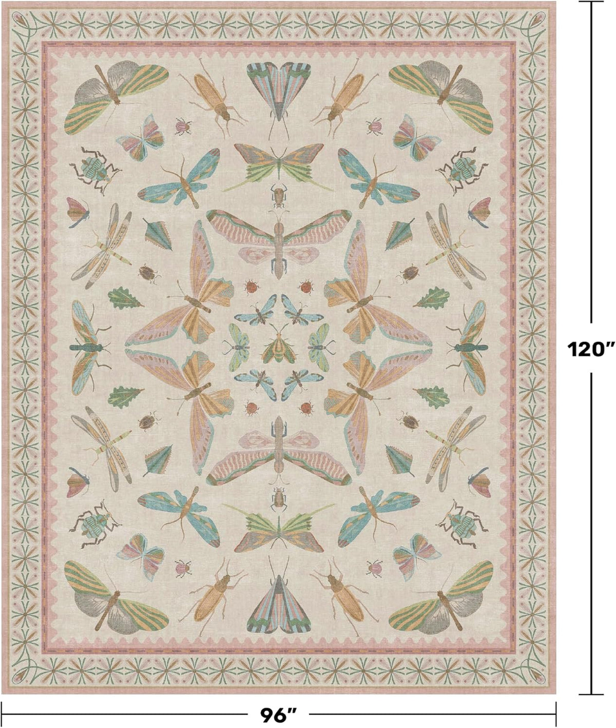 Cute Rugs for Bedroom Girls - Pink Living Room Rugs 8X10, Dining Room Table, Washable Pastel Flower