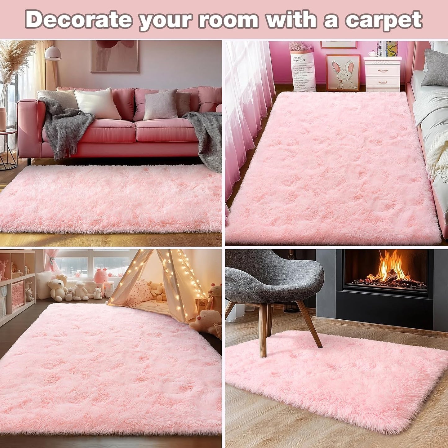 Rezutan Soft Fluffy Rug for Living Room Bedroom, Large Comfy Modern Shaggy Fuzzy Kids Rug, Plush