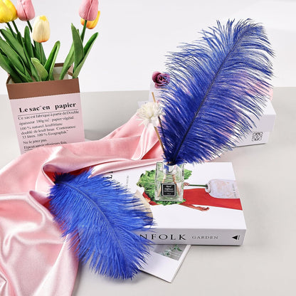 THARAHT Blue Ostrich Feathers 24pcs Natural Bulk 10-12Inch 25cm-30cm for Crafts Wedding Party