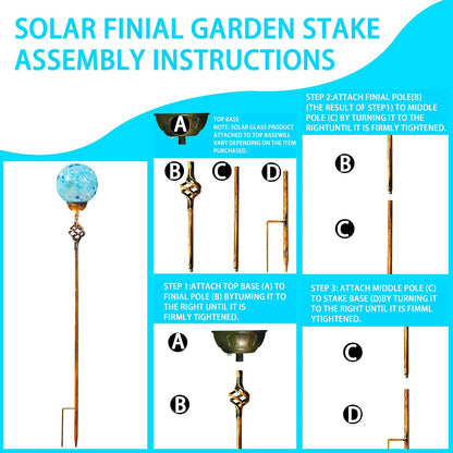 Garden Solar Lights, Decorative LED Honeycomb Glass Ball Garden Stake, Glass and Metal Outdoor