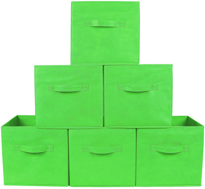 Greenco Foldable Storage Cubes, 6 pcs (Green) | Closet Organizer Storage Basket/Box/Bin/Shelf |