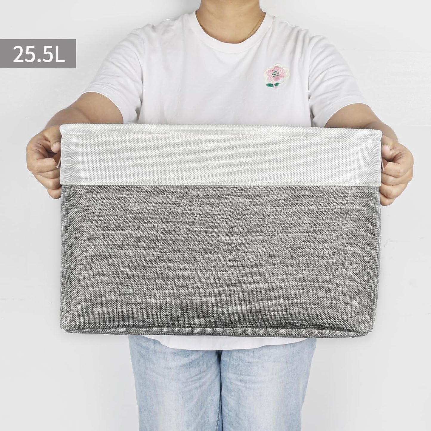 Storage Bins Large Fabric Storage Baskets for Shelves 3 Pack, Decorative Linen Closet Baskets with