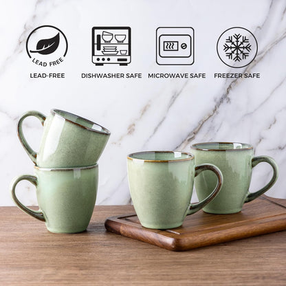 GBHOME Ceramic Coffee Mugs Set of 4, 12oz Stoneware Coffee Mugs Set For Dad Mom Women MEN, Light