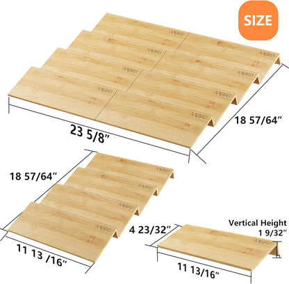 AMBIRD Bamboo Spice Drawer Organizer with Non-slip Mat,4 Tier - 2 Set Jar Spice Rack Tray From