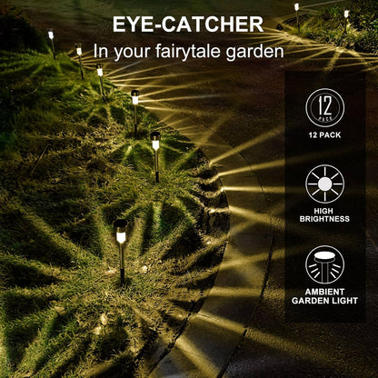 Solar Lights Outdoor Waterproof, Stainless Steel LED Landscape Lighting, Solar Garden Lights Solar