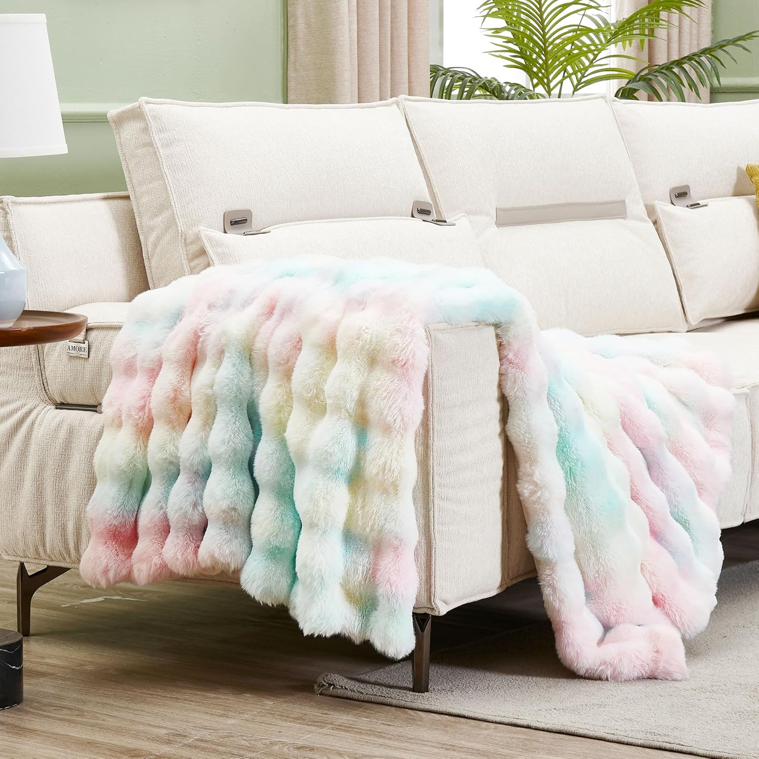 DREAMNINE Decorative Colorful Soft Thick Faux Fur Throw Blanket for Kids Girl Women 50" x