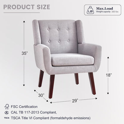 HUIMO Button-Tufted Accent Chairs Set of 2,Upholstered Reading Living Room Chair,Mid Century Modern