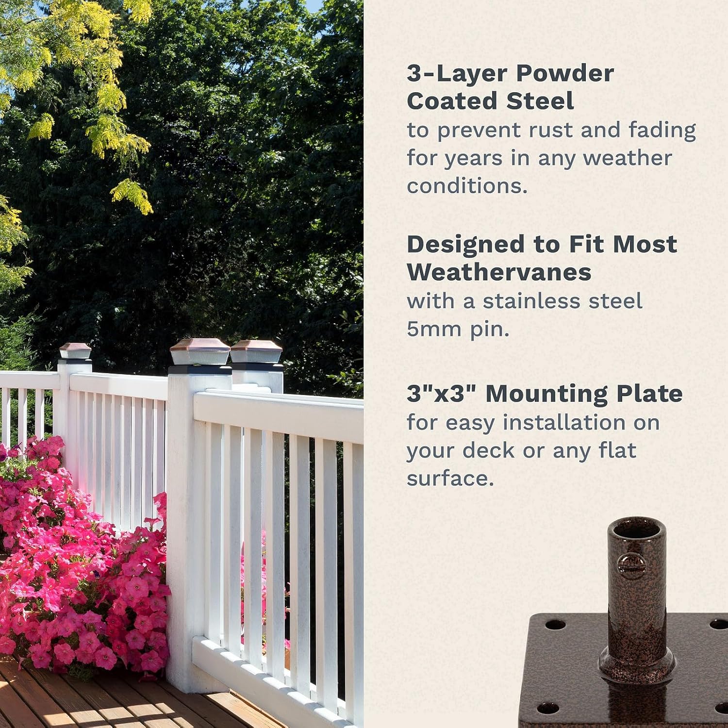 EZ Vane Birdhouse Weathervane — Deck Mount, Wind Cups, Antique Copper Finish, Steel with Durable