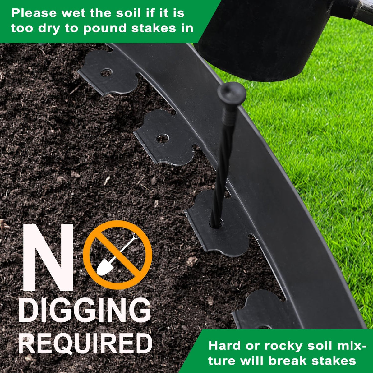 Hugeleaf Landscape Edging Kit 40 Feet with 48pcs Spikes, 4 Inches Garden Edging Flexible Landscape