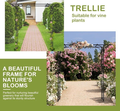 Outvita 7Ft Garden Arch Arbor, Steel Frame Stand Trellis, Arbour Archway for Wedding Ceremony
