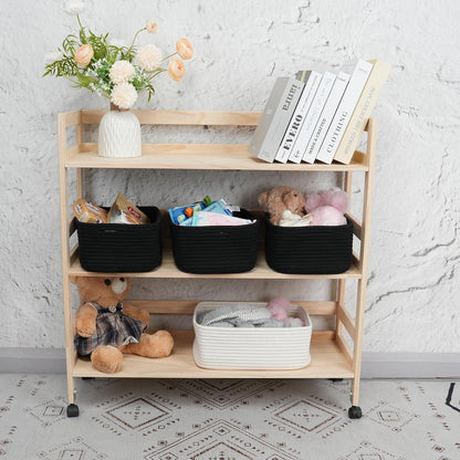 Small Woven Storage Baskets 12“X8”X5“ Decorative Rope Bins for Organizing Shelves, Closets, and