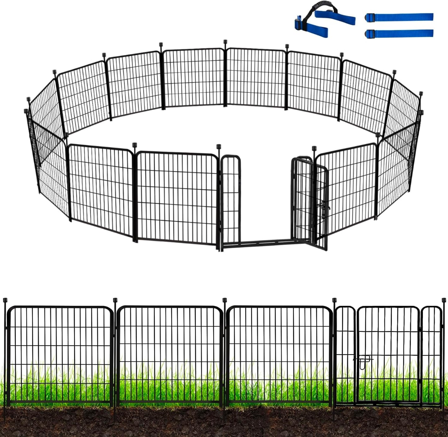 ADAVIN Garden Fence with Gate 36 in(H)×31 Ft(L) 14 Panels, Camping Fence, Tall Animal Barrier