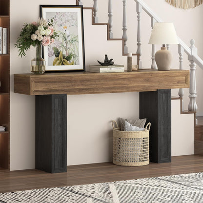 Rresyet 63 Inch Long Console Table, Sofa Table Behind Sofa, Wooden Entryway Table, Farmhouse