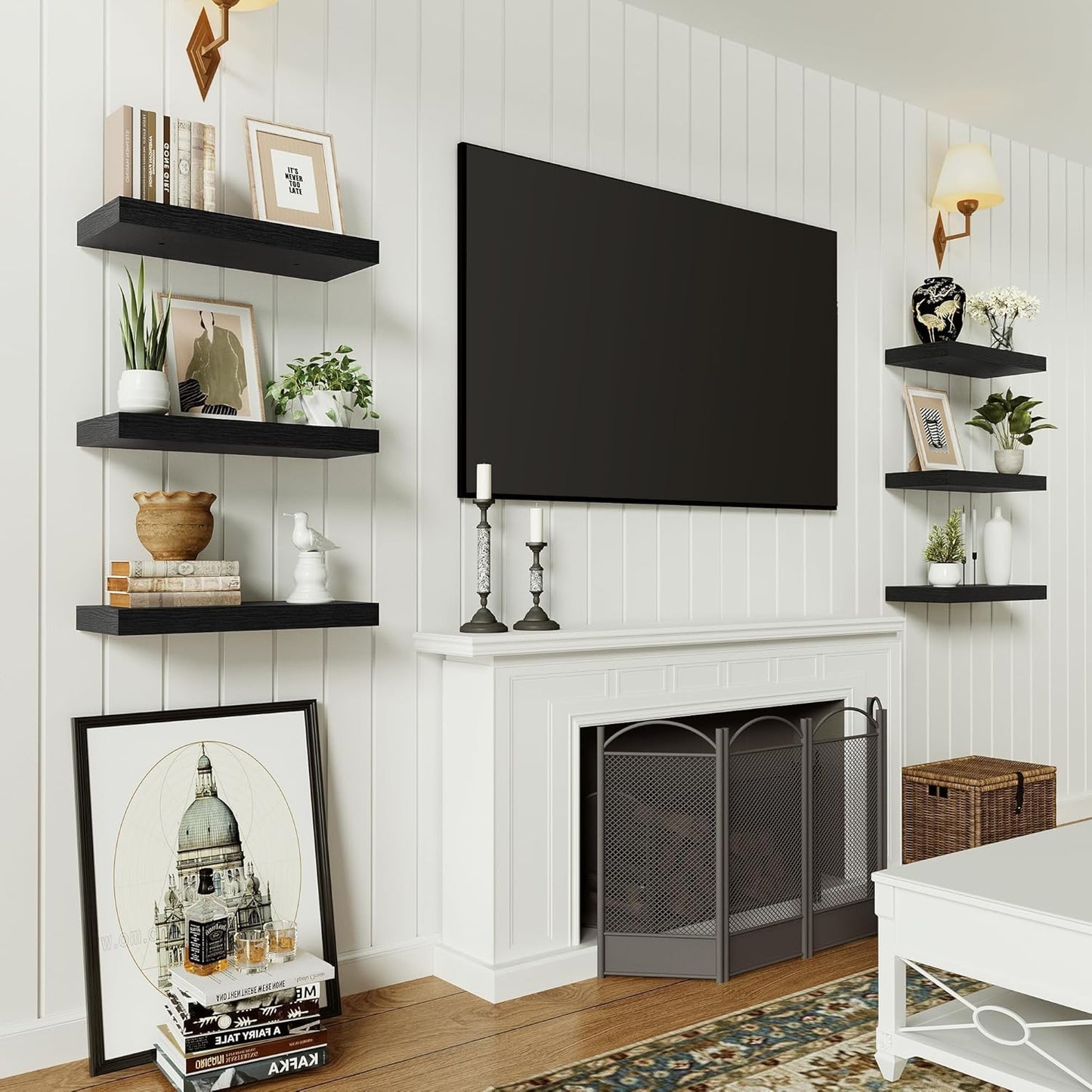 Black Floating Shelves for Wall, 16 inchs x 6.7” deep x 1.4” Wall Shelf for Bathroom Bedroom